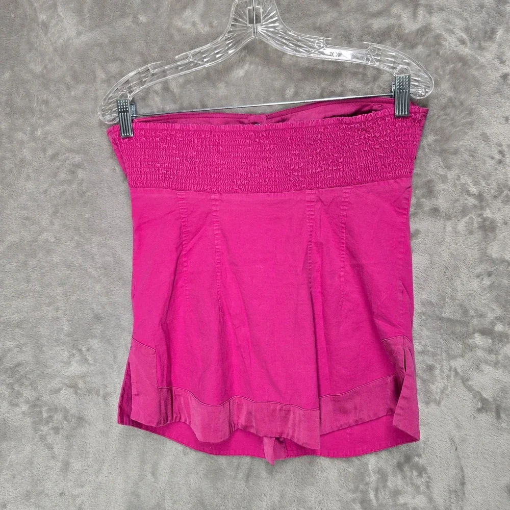 Vtg 2b Bebe Tube Top Women L Fuschia Pink Button Front Y2K Barbiecore Coquette